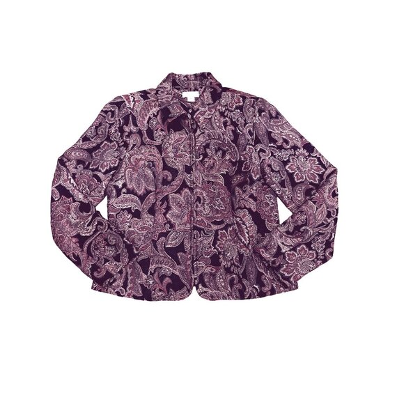 Christopher & Banks Vintage Zip Front Paisley Jacket Size M w Shoulder Pads - Picture 9 of 9